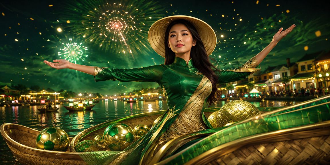 Người phụ nữ đội nón lá chơi xổ số tại Hội An trong không gian truyền thống